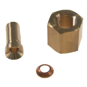 Adapter mit Mutter, Messing, 1/4" SAE x 6mm ODS
