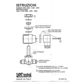 Spule für Magnetventil Castel, HM3 9120/RD1, 12 V...