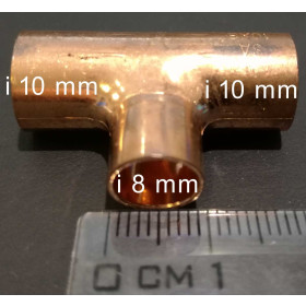 Kupfer T-Stück reduziert i/i/i 10-08-10mm