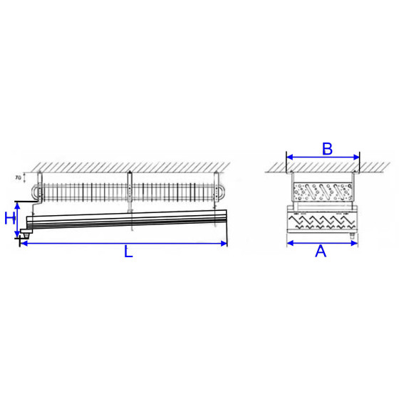 Ceiling drip tray evaporator rec130100